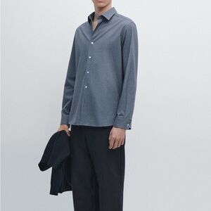 Massimo Dutti Button Down Shirt Blue Medium M